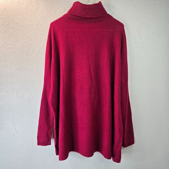 Garnet Hill Turtleneck Sweater Wool Cashmere S Burgundy Red Oversized Tunic Top - Picture 6 of 13